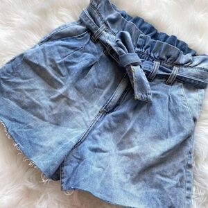 Blank NYC | Paper bag Denim Shorts With Belt